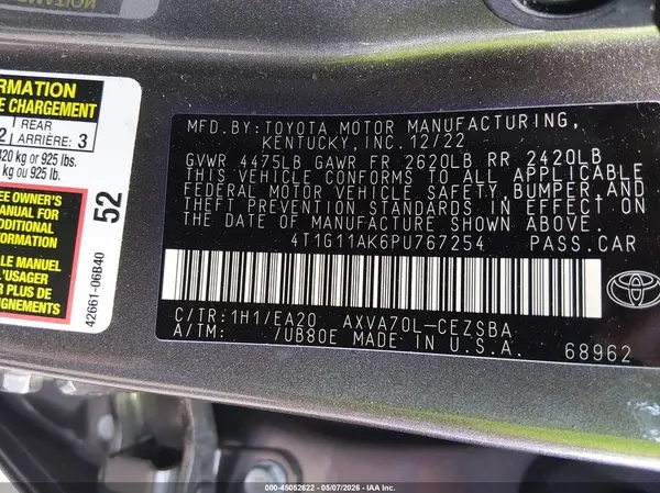 4T1G11AK6PU767254 2023 TOYOTA CAMRY - Image 8