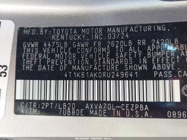 4T1K61AK0RU249641 2024 TOYOTA CAMRY - Image 8