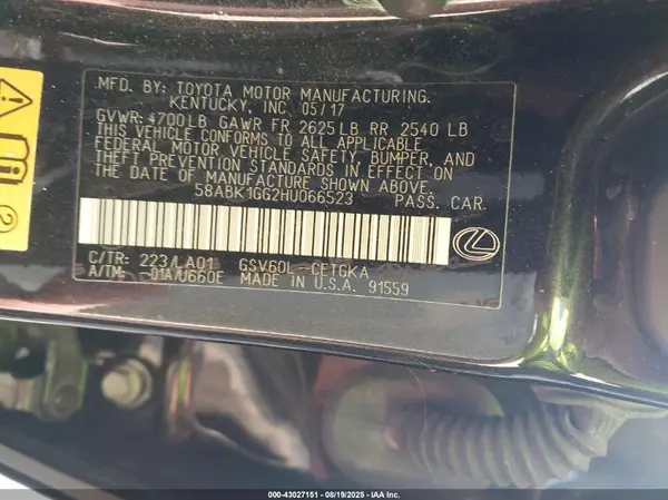 58ABK1GG2HU066523 2017 LEXUS ES - Image 8