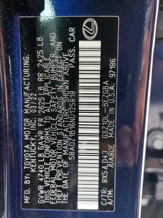 58ADZ1B16NU125818 2022 LEXUS ES - Image 6
