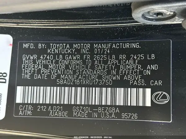 58ADZ1B1XRU173750 2024 LEXUS ES - Image 8