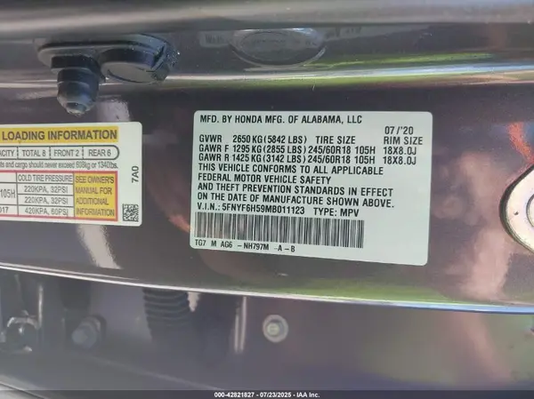 5FNYF6H59MB011123 2021 HONDA PILOT - Image 8