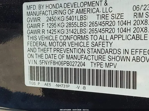 5FNYF8H06PB027204 2023 HONDA PASSPORT - Image 8