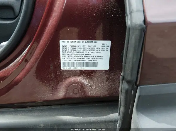 5FNYF8H25KB026541 2019 HONDA PASSPORT - Image 8