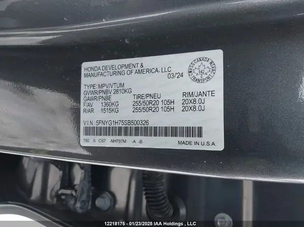 5FNYG1H75SB500326 2025 HONDA PILOT - Image 8