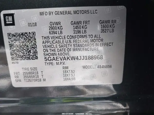 5GAEVAKW4JJ188968 2018 BUICK ENCLAVE - Image 8