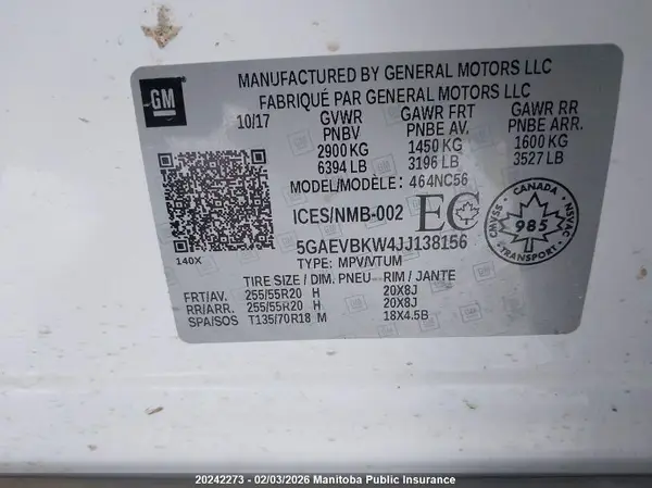 5GAEVBKW4JJ138156 2018 BUICK ENCLAVE - Image 8