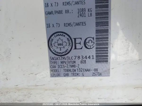 5N1AT2MV3LC783441 2020 NISSAN ROGUE - Image 8