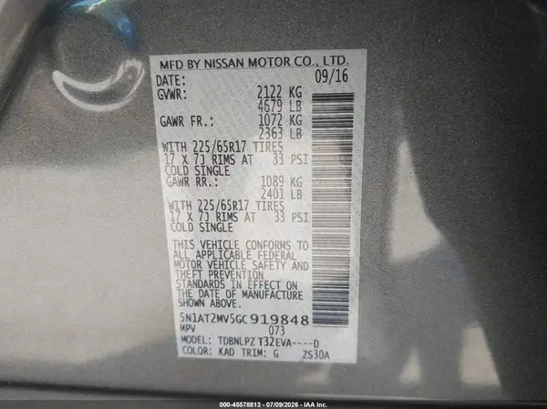 5N1AT2MV5GC919848 2016 NISSAN ROGUE - Image 8