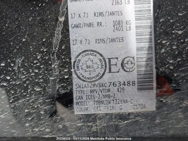 5N1AT2MV8KC763488 2019 NISSAN ROGUE - Image 8