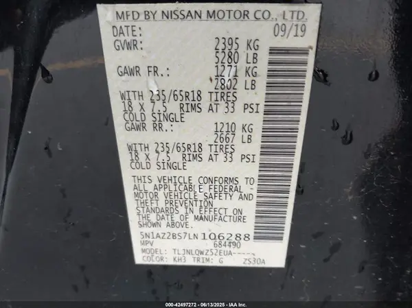 5N1AZ2BS7LN106288 2020 NISSAN MURANO - Image 8