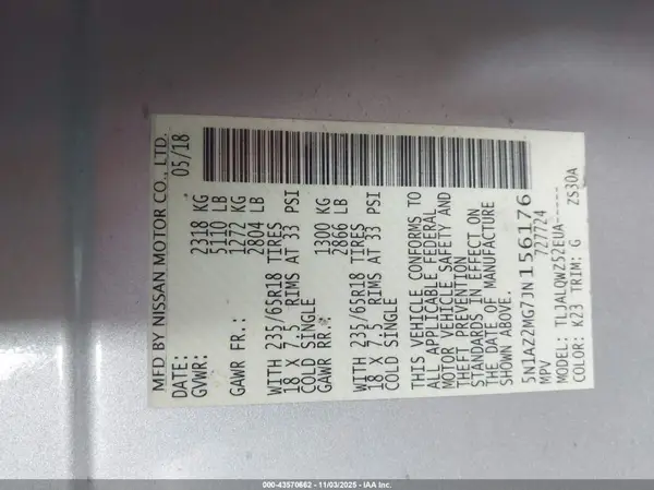 5N1AZ2MG7JN156176 2018 NISSAN MURANO - Image 8