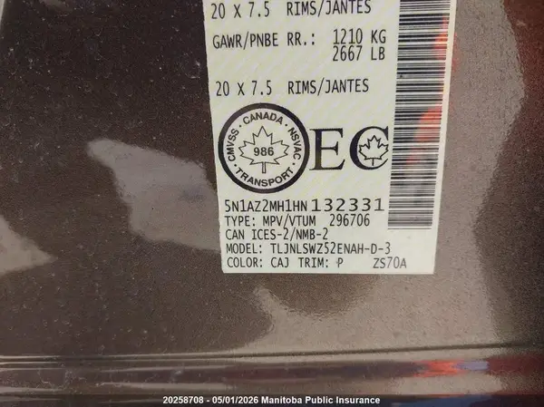 5N1AZ2MH1HN132331 2017 NISSAN MURANO - Image 8