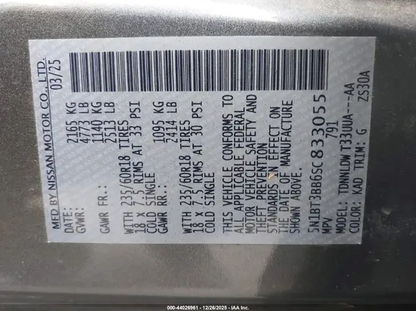 5N1BT3BB6SC833055 2025 NISSAN ROGUE - Image 8