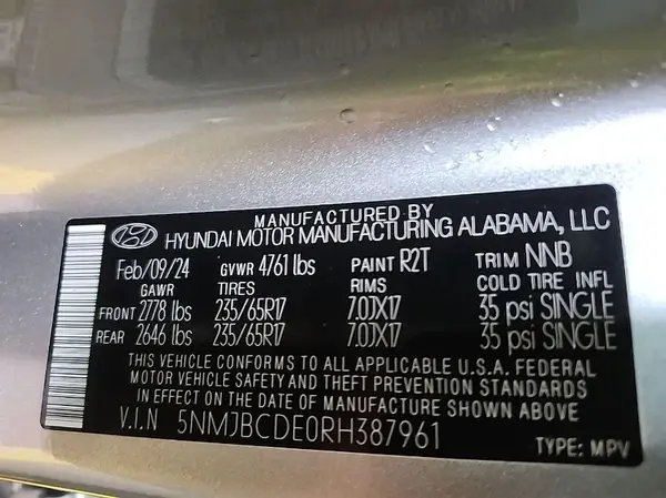 5NMJBCDE0RH387961 2024 HYUNDAI TUCSON - Image 2