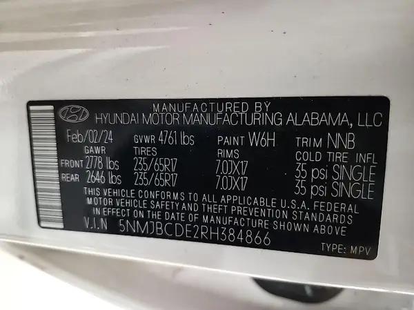 5NMJBCDE2RH384866 2024 HYUNDAI TUCSON - Image 2