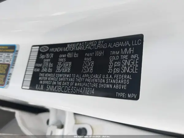 5NMJBCDE3SH471214 2025 HYUNDAI TUCSON - Image 8
