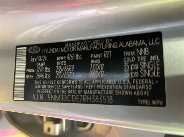 5NMJBCDE7RH383518 2024 HYUNDAI TUCSON - Image 2