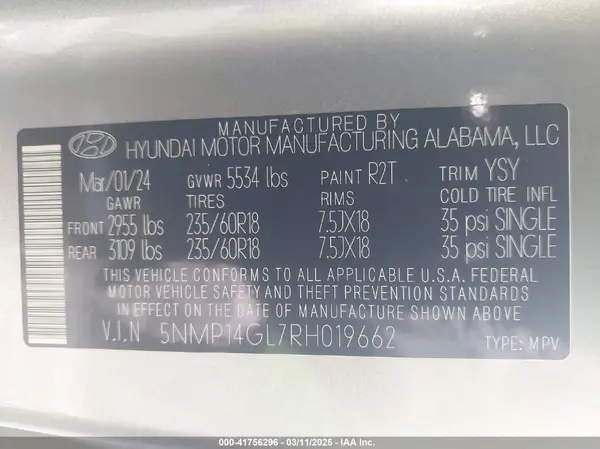 5NMP14GL7RH019662 2024 HYUNDAI SANTA FE - Image 8