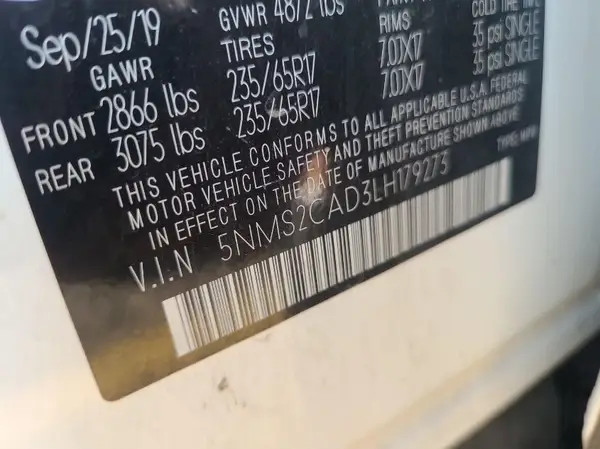 5NMS2CAD3LH179273 2020 HYUNDAI SANTA FE - Image 2