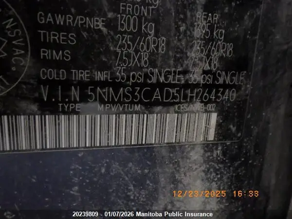 5NMS3CAD5LH264340 2020 HYUNDAI SANTA FE - Image 8