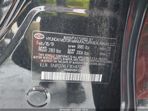 5NPD74LF1KH470287 2019 HYUNDAI ELANTRA - Image 8