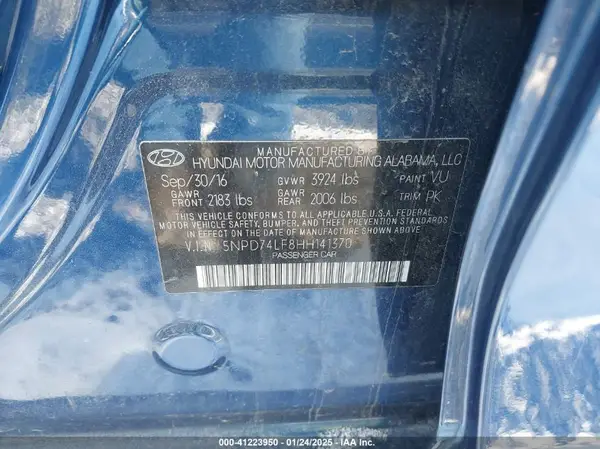 5NPD74LF8HH141370 2017 HYUNDAI ELANTRA - Image 8