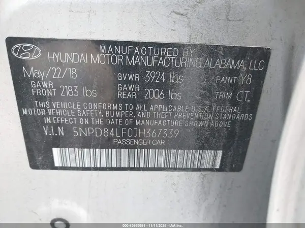 5NPD84LF0JH367339 2018 HYUNDAI ELANTRA - Image 8