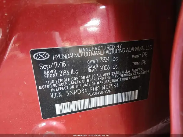 5NPD84LF0KH407534 2019 HYUNDAI ELANTRA - Image 8
