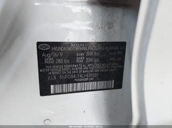 5NPD84LF4LH519089 2020 HYUNDAI ELANTRA - Image 8