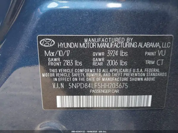 5NPD84LF5HH203675 2017 HYUNDAI ELANTRA - Image 8