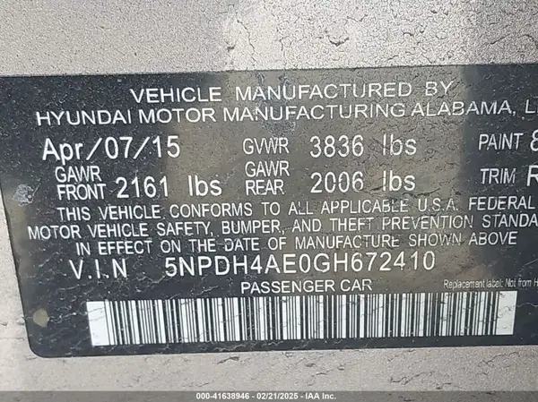 5NPDH4AE0GH672410 2016 HYUNDAI ELANTRA - Image 8