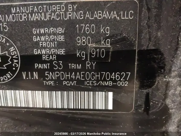 5NPDH4AE0GH704627 2016 HYUNDAI ELANTRA - Image 8