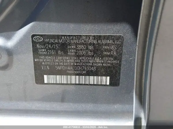 5NPDH4AE0GH793048 2016 HYUNDAI ELANTRA - Image 8