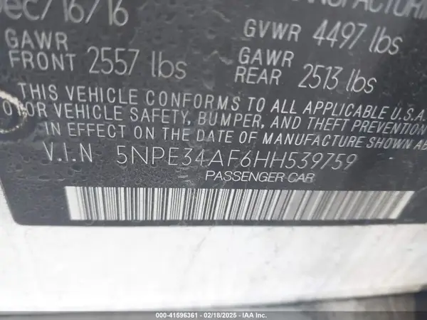 5NPE34AF6HH539759 2017 HYUNDAI SONATA - Image 8