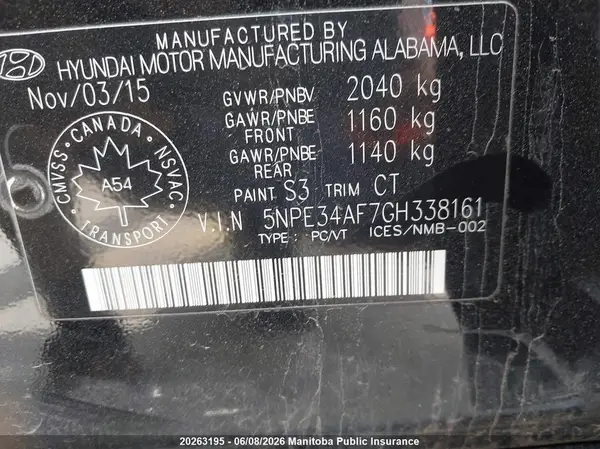 5NPE34AF7GH338161 2016 HYUNDAI SONATA - Image 8