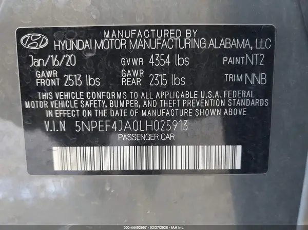 5NPEF4JA0LH025913 2020 HYUNDAI SONATA - Image 8