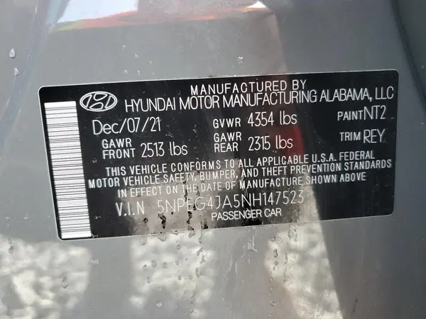5NPEG4JA5NH147523 2022 HYUNDAI SONATA - Image 6