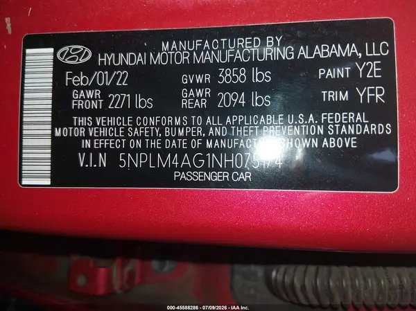 5NPLM4AG1NH075174 2022 HYUNDAI ELANTRA - Image 8