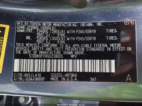 5TDDKRFHXGS238605 2016 TOYOTA HIGHLANDER - Image 8