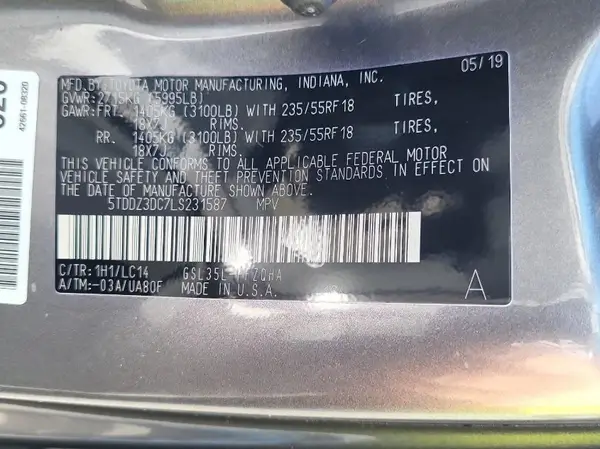 5TDDZ3DC7LS231587 2020 TOYOTA SIENNA - Image 8