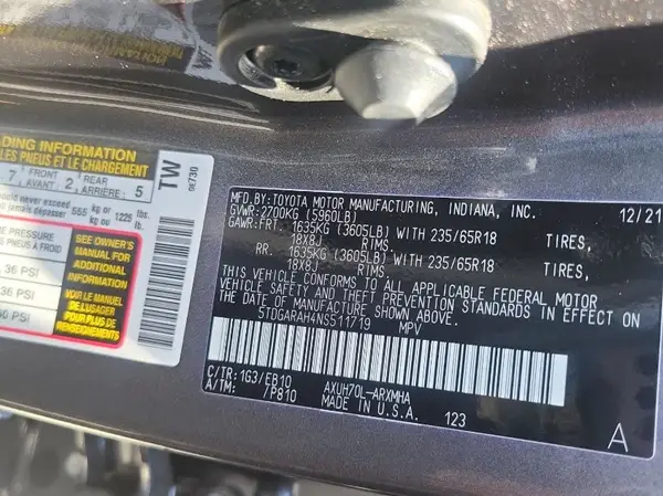 5TDGARAH4NS511719 2022 TOYOTA HIGHLANDER - Image 1