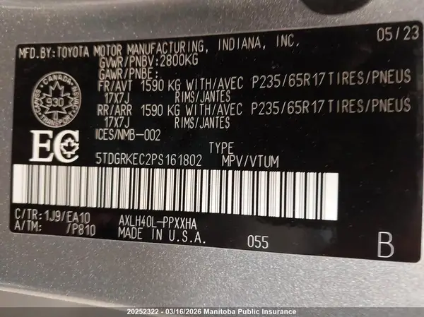 5TDGRKEC2PS161802 2023 TOYOTA SIENNA - Image 8