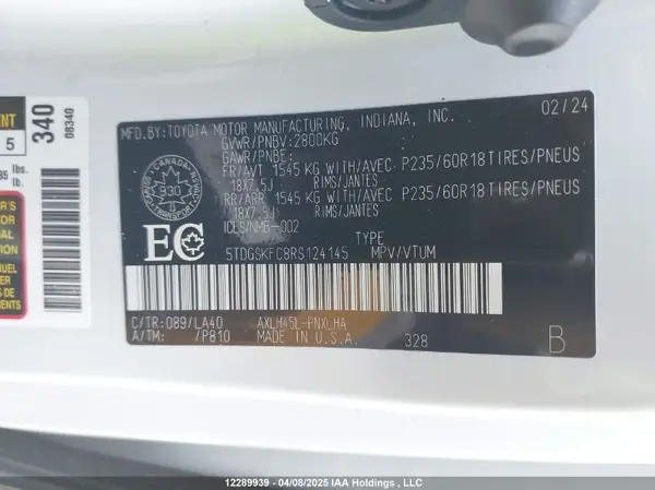 5TDGSKFC8RS124145 2024 TOYOTA SIENNA - Image 8