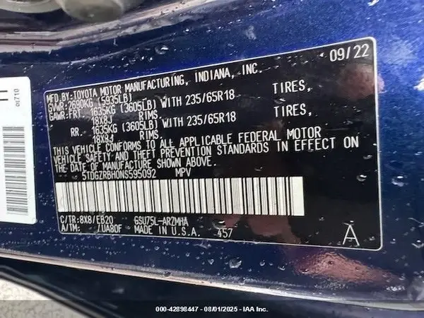 5TDGZRBH0NS595092 2022 TOYOTA HIGHLANDER - Image 8