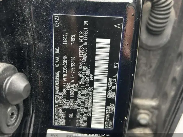5TDHZRBHXMS539180 2021 TOYOTA HIGHLANDER - Image 8
