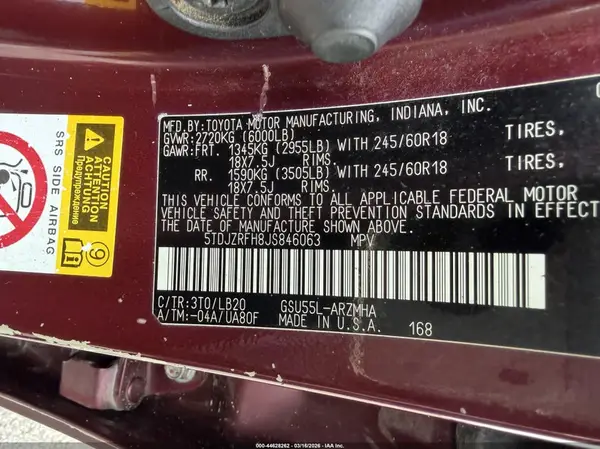 5TDJZRFH8JS846063 2018 TOYOTA HIGHLANDER - Image 8