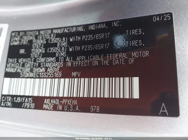 5TDKRKEC1SS255169 2025 TOYOTA SIENNA - Image 8