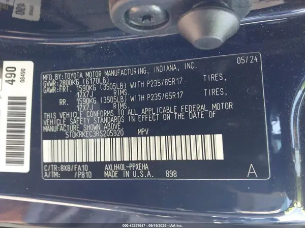 5TDKRKEC3RS205920 2024 TOYOTA SIENNA - Image 8