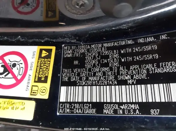 5TDKZRFH1JS281434 2018 TOYOTA HIGHLANDER - Image 8